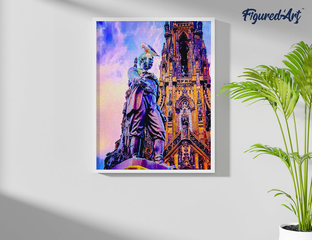 Diamond Painting 40x50 gerollte Leinwand Figured’Art Edinburgh Statue - Kidis Art