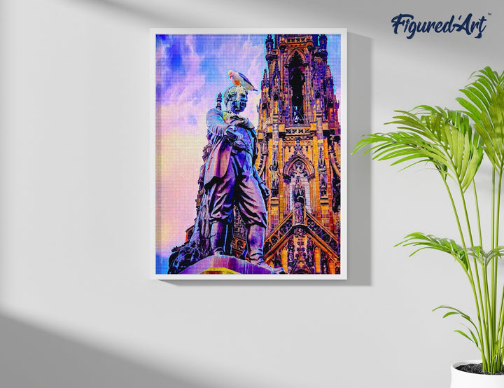 Diamond Painting 40x50 gerollte Leinwand Figured’Art Edinburgh Statue - Kidis Art