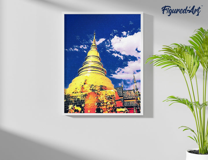 Diamond Painting 40x50 auf Keilrahmen gespannt Figured’Art Chiang Mai Tempel - Kidis Art