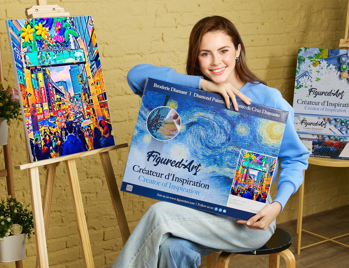 Diamond Painting 40x50 auf Keilrahmen gespannt Figured’Art Tokyo Harajuku - Kidis Art