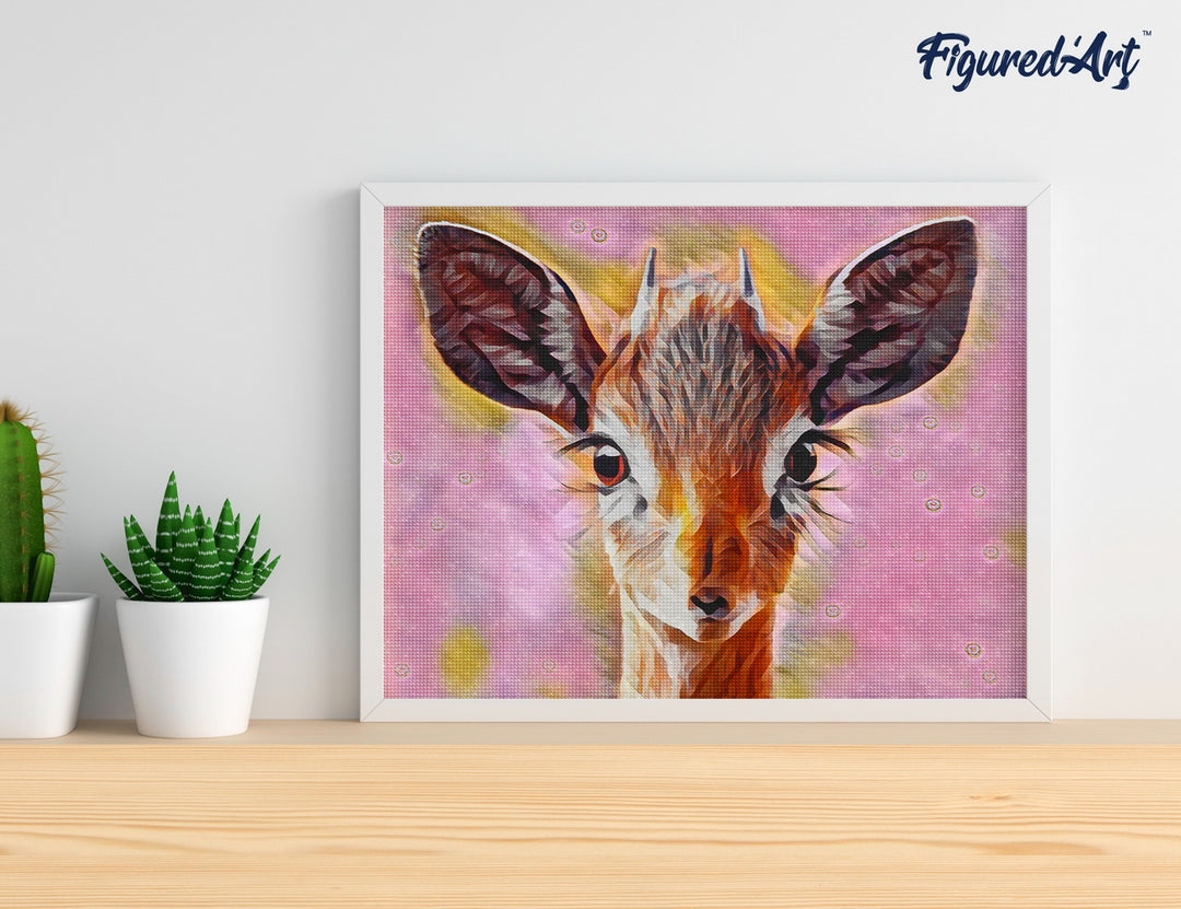 Diamond Painting 40x50 gerollte Leinwand Figured’Art Süsse Hirschkuh - Kidis Art