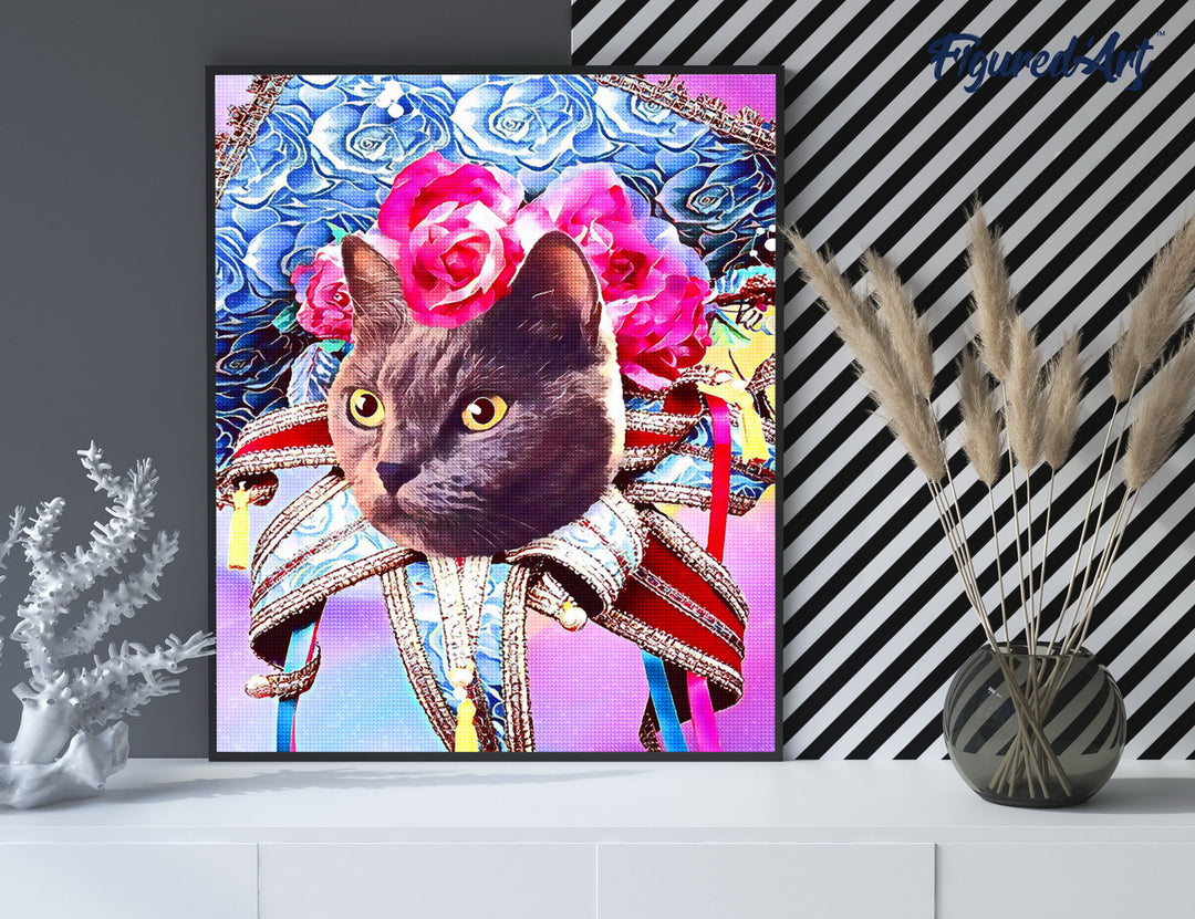 Diamond Painting 40x50 gerollte Leinwand Figured’Art Mardigras Katze - Kidis Art