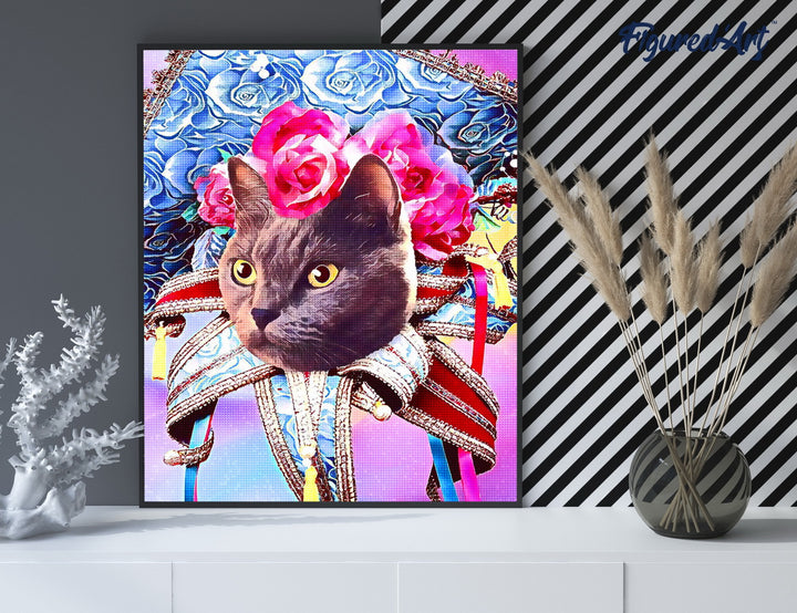 Diamond Painting 40x50 auf Keilrahmen gespannt Figured’Art Mardigras Katze - Kidis Art