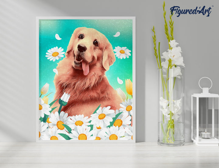 Diamond Painting 40x50 gerollte Leinwand Figured’Art Golden Retriever - Kidis Art