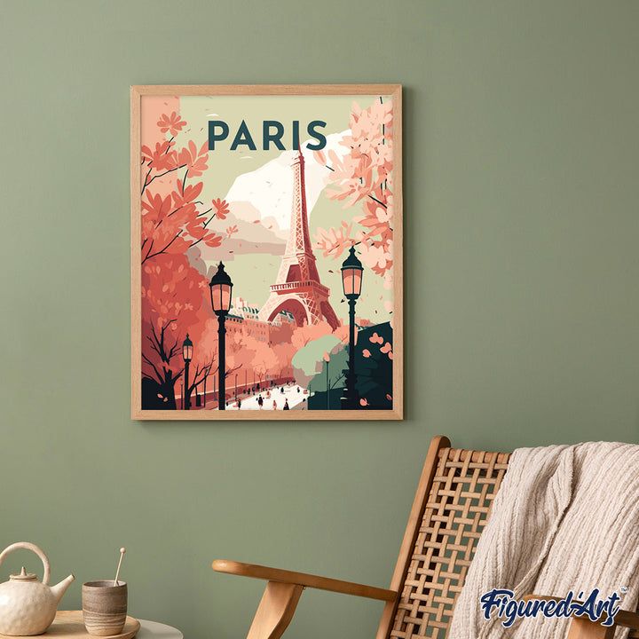 Diamond Painting 40x50 gerollte Leinwand Figured’Art Reiseplakat Paris II - Kidis Art