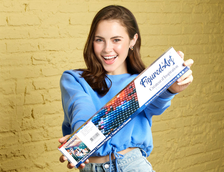 Diamond Painting 40x50 gerollte Leinwand Figured’Art Reiseplakat Santorini - Kidis Art