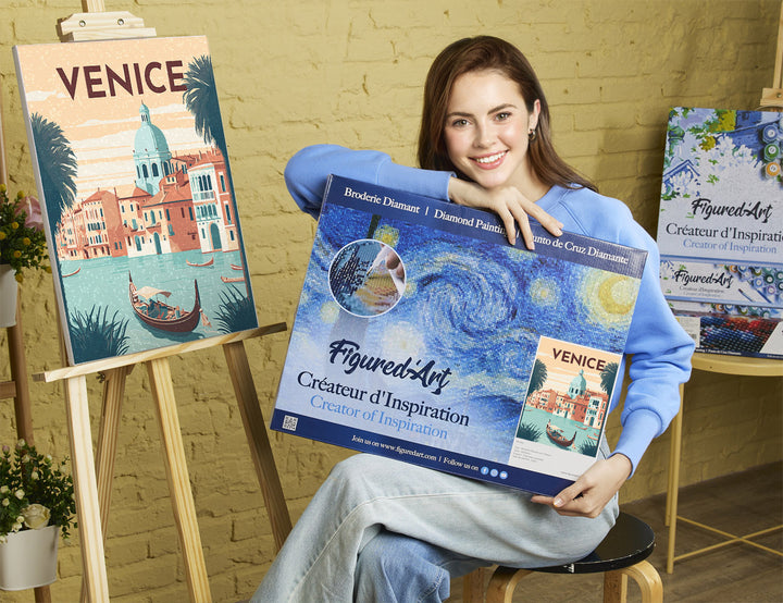 Diamond Painting 40x50 auf Keilrahmen gespannt Figured’Art Poster Venedig - Kidis Art