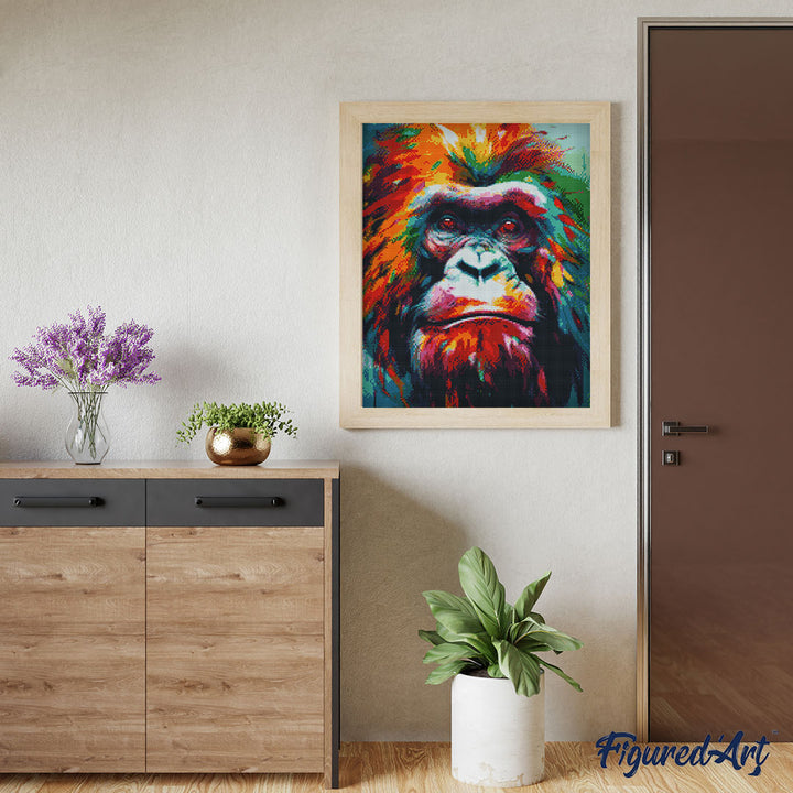 Diamond Painting 40x50 gerollte Leinwand Figured’Art Orang-Utan Farbenfroh Abstrakt - Kidis Art
