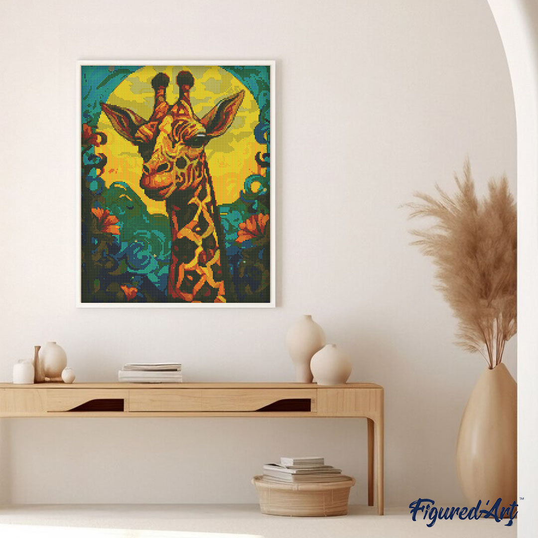 Diamond Painting 40x50 gerollte Leinwand Figured’Art Giraffe im Art-Déco-Stil - Kidis Art