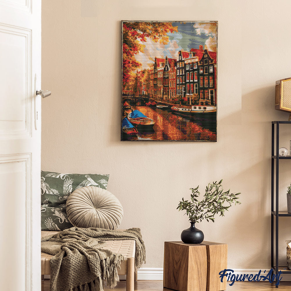 Diamond Painting 40x50 gerollte Leinwand Figured’Art Sonnenschein in Amsterdam - Kidis Art