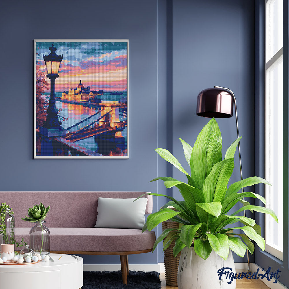 Diamond Painting 40x50 auf Keilrahmen gespannt Figured’Art Budapest - Kidis Art