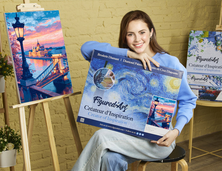 Diamond Painting 40x50 auf Keilrahmen gespannt Figured’Art Budapest - Kidis Art