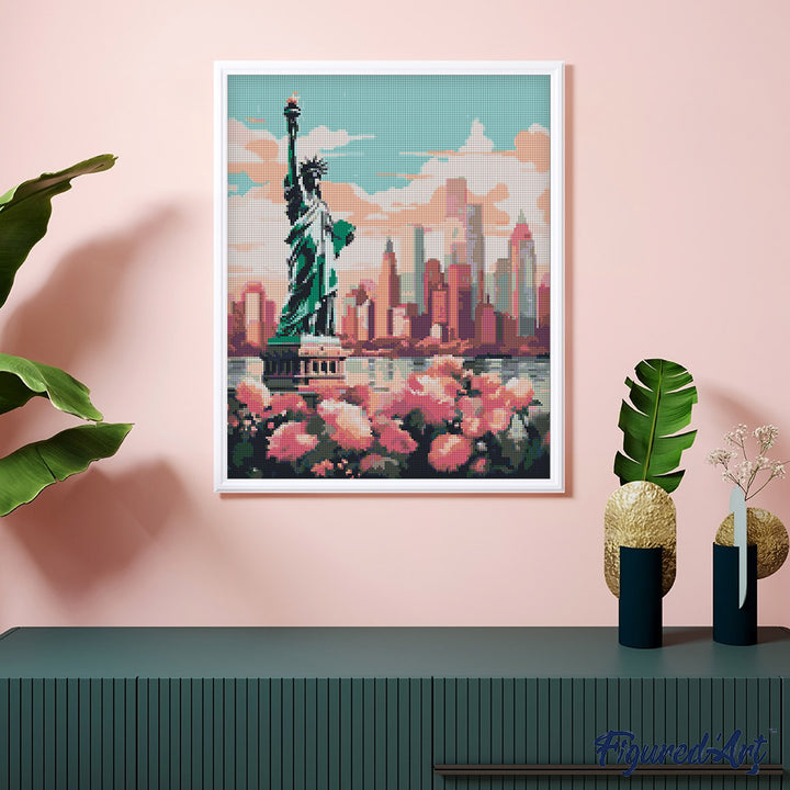 Diamond Painting 40x50 gerollte Leinwand Figured’Art New York in voller Blüte - Kidis Art