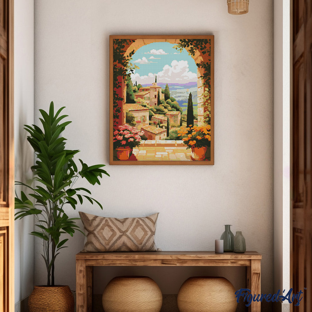 Diamond Painting 40x50 auf Keilrahmen gespannt Figured’Art Toskana in Blüte - Kidis Art