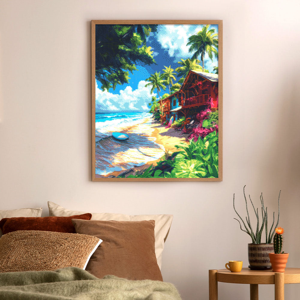 Diamond Painting 40x50 auf Keilrahmen gespannt Figured’Art Surf-Dorf - Kidis Art