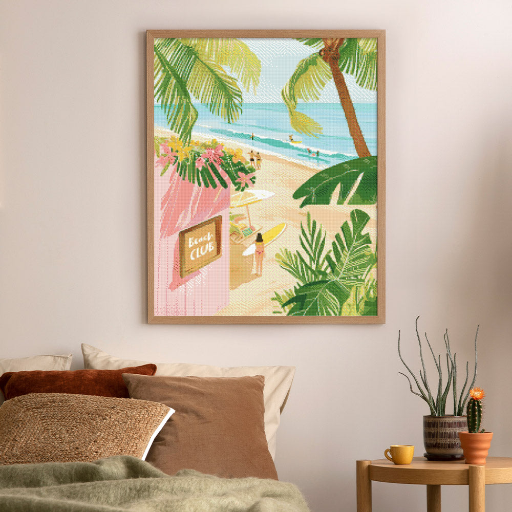 Diamond Painting 40x50 auf Keilrahmen gespannt Figured’Art Strandclub - Kidis Art
