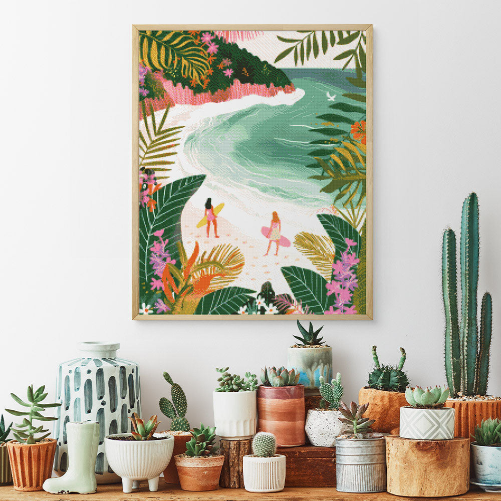 Diamond Painting 40x50 auf Keilrahmen gespannt Figured’Art Tropische Bucht - Kidis Art