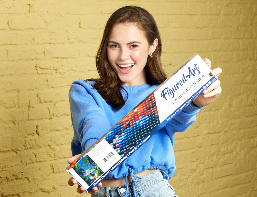 Diamond Painting 40x50 gerollte Leinwand Figured’Art Tropisches Surfparadies - Kidis Art