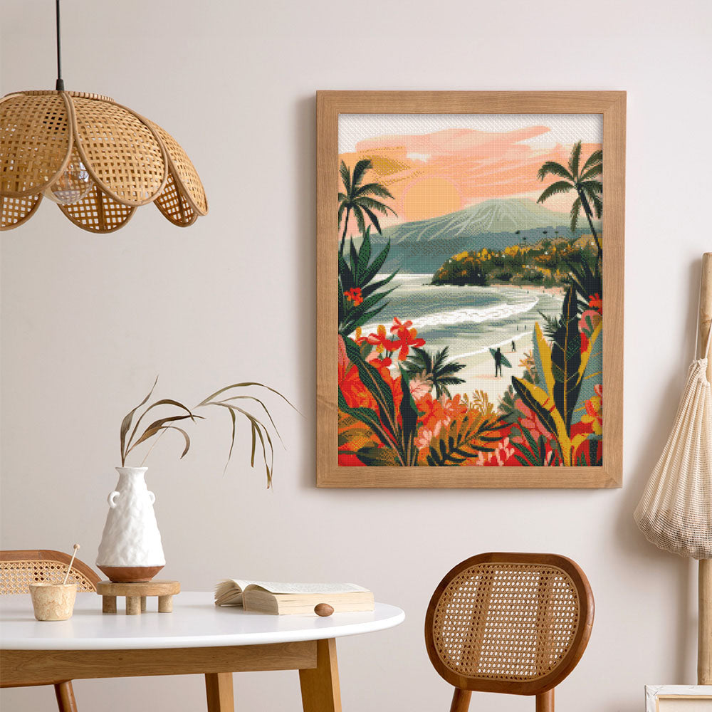 Diamond Painting 40x50 gerollte Leinwand Figured’Art Tropischer Strand - Kidis Art