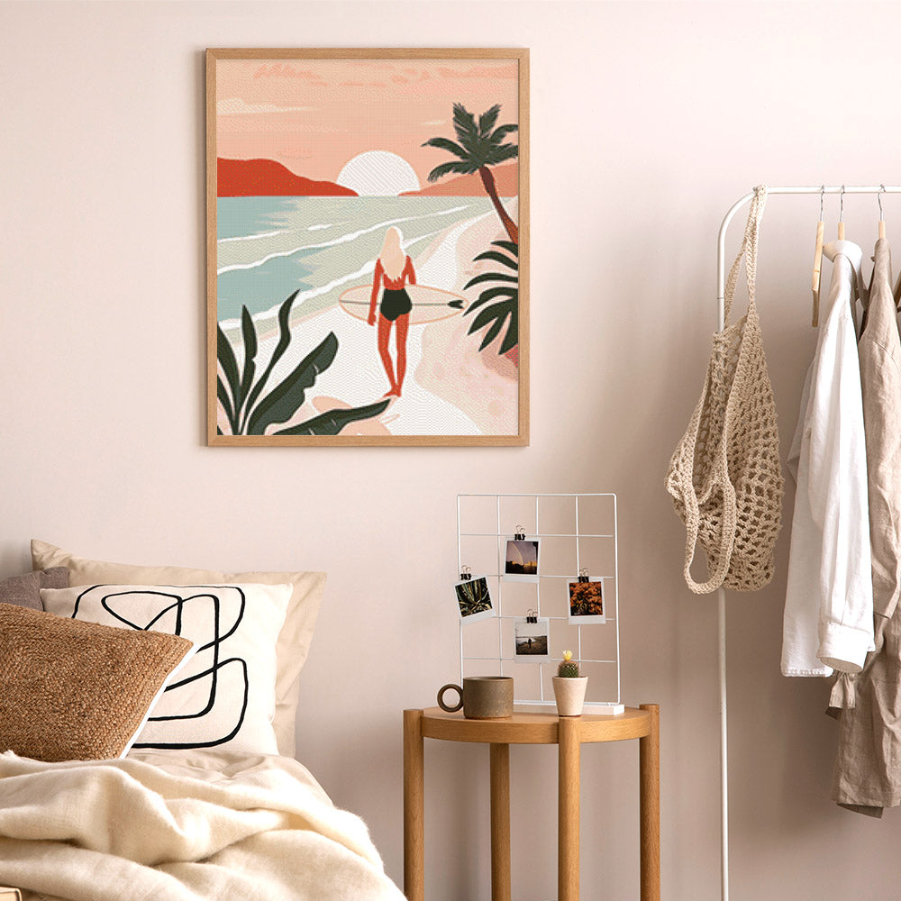 Diamond Painting 40x50 gerollte Leinwand Figured’Art Strandspaziergang bei Sonnenuntergang - Kidis Art