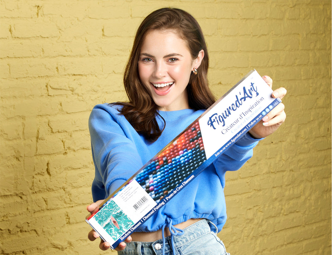 Diamond Painting 40x50 gerollte Leinwand Figured’Art Mädchen inmitten der Wellen - Kidis Art