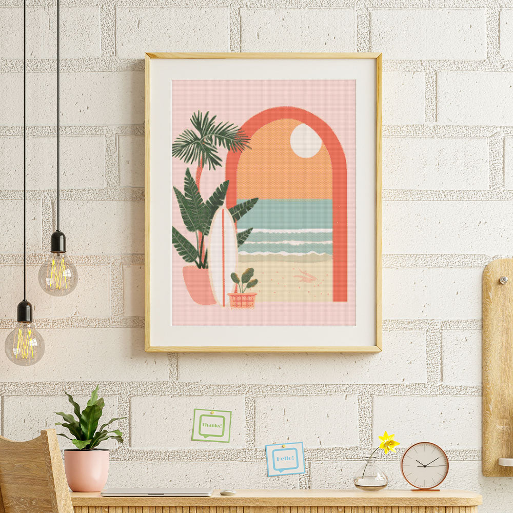 Diamond Painting 40x50 auf Keilrahmen gespannt Figured’Art Bogen zum Meer - Kidis Art