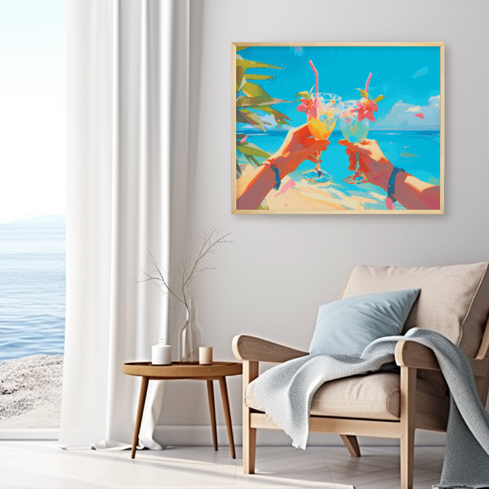 Diamond Painting 40x50 gerollte Leinwand Figured’Art Strand-Toast - Kidis Art
