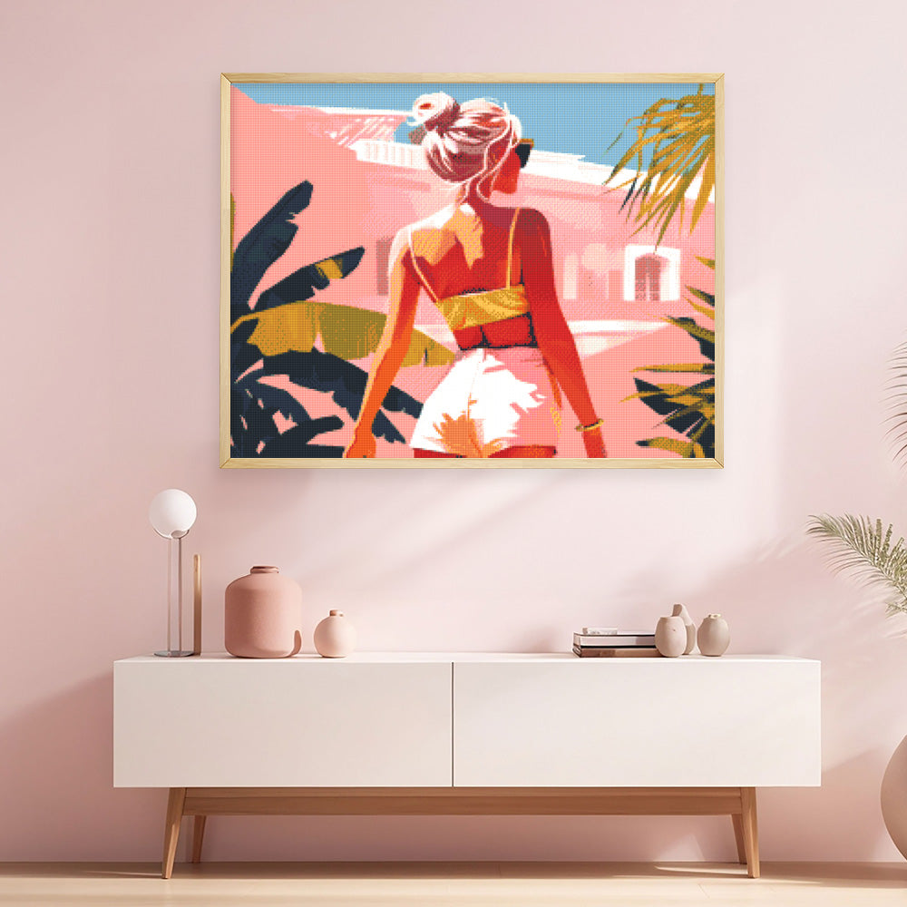 Diamond Painting 40x50 gerollte Leinwand Figured’Art Sommer-Spaziergang - Kidis Art