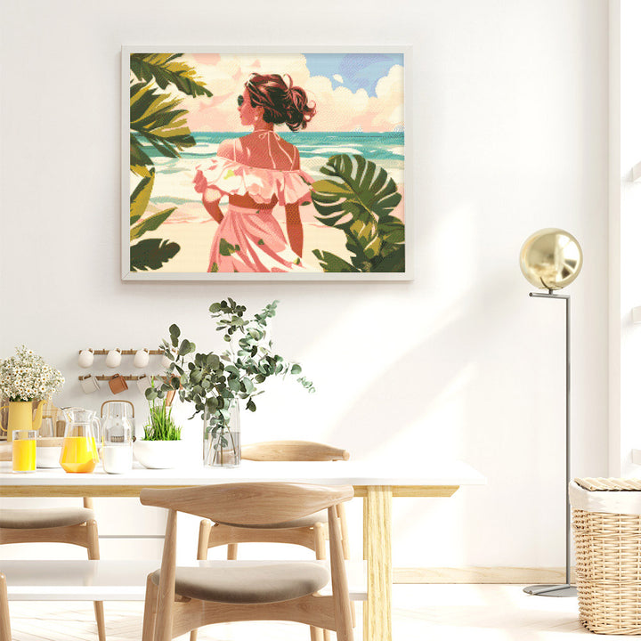 Diamond Painting 40x50 gerollte Leinwand Figured’Art Liebliches Mädchen am Meer - Kidis Art