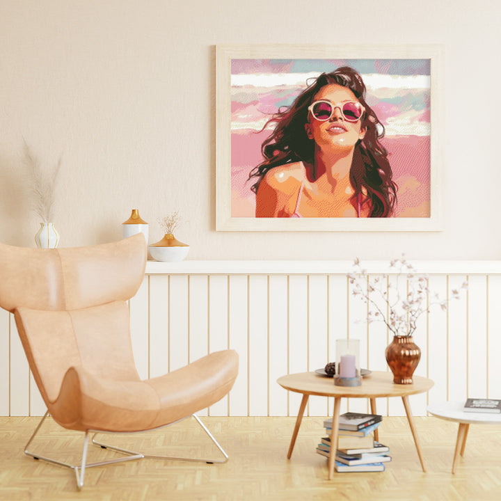 Diamond Painting 40x50 auf Keilrahmen gespannt Figured’Art Freude am Strand - Kidis Art