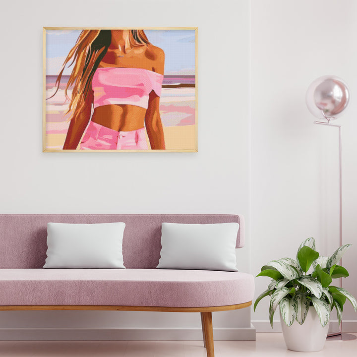 Diamond Painting 40x50 gerollte Leinwand Figured’Art Meer, Sand und Stil - Kidis Art