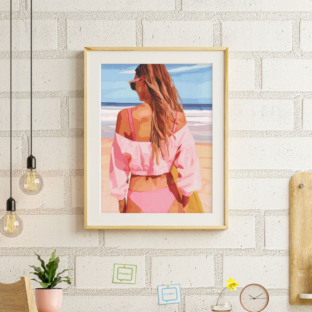 Diamond Painting 40x50 auf Keilrahmen gespannt Figured’Art Strandtag mit Stil - Kidis Art