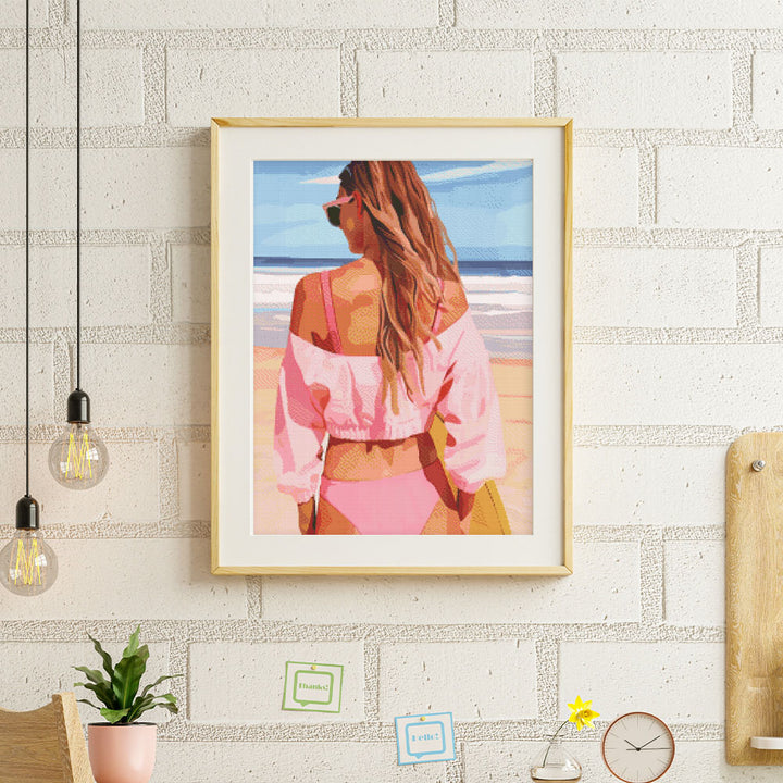 Diamond Painting 40x50 auf Keilrahmen gespannt Figured’Art Strandtag mit Stil - Kidis Art
