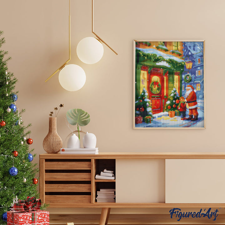 Diamond Painting 40x50 gerollte Leinwand Figured’Art Begegnung mit dem Weihnachtsmann 2 - Kidis Art