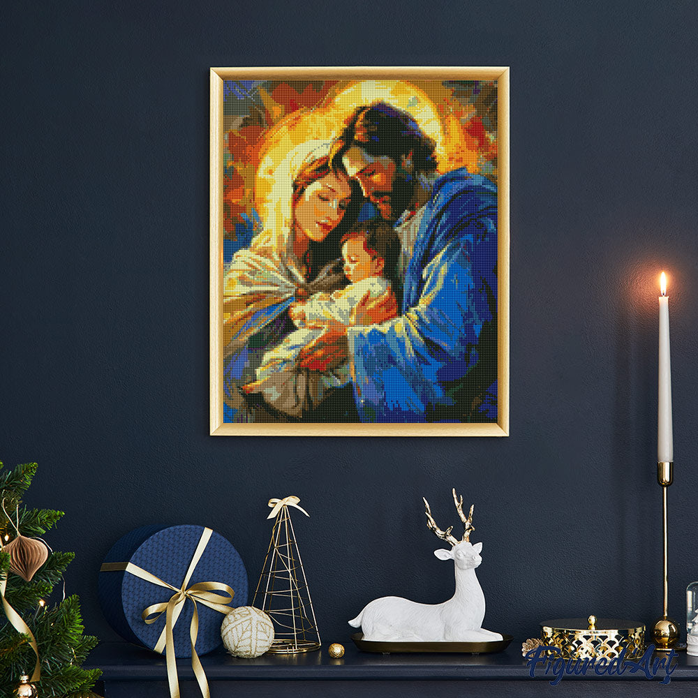 Diamond Painting 40x50 gerollte Leinwand Figured’Art Heilige Familie - Kidis Art