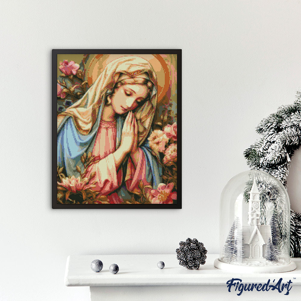 Diamond Painting 40x50 gerollte Leinwand Figured’Art Heilige Jungfrau Maria - Kidis Art