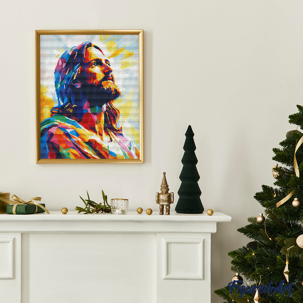 Diamond Painting 40x50 gerollte Leinwand Figured’Art Strahlende Herrlichkeit Jesu - Kidis Art