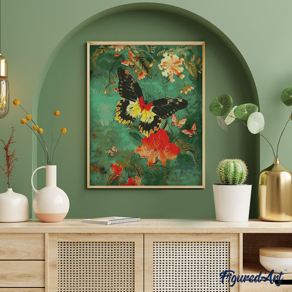 Diamond Painting 40x50 auf Keilrahmen gespannt Figured’Art Schmetterling Troide Minos - Kidis Art