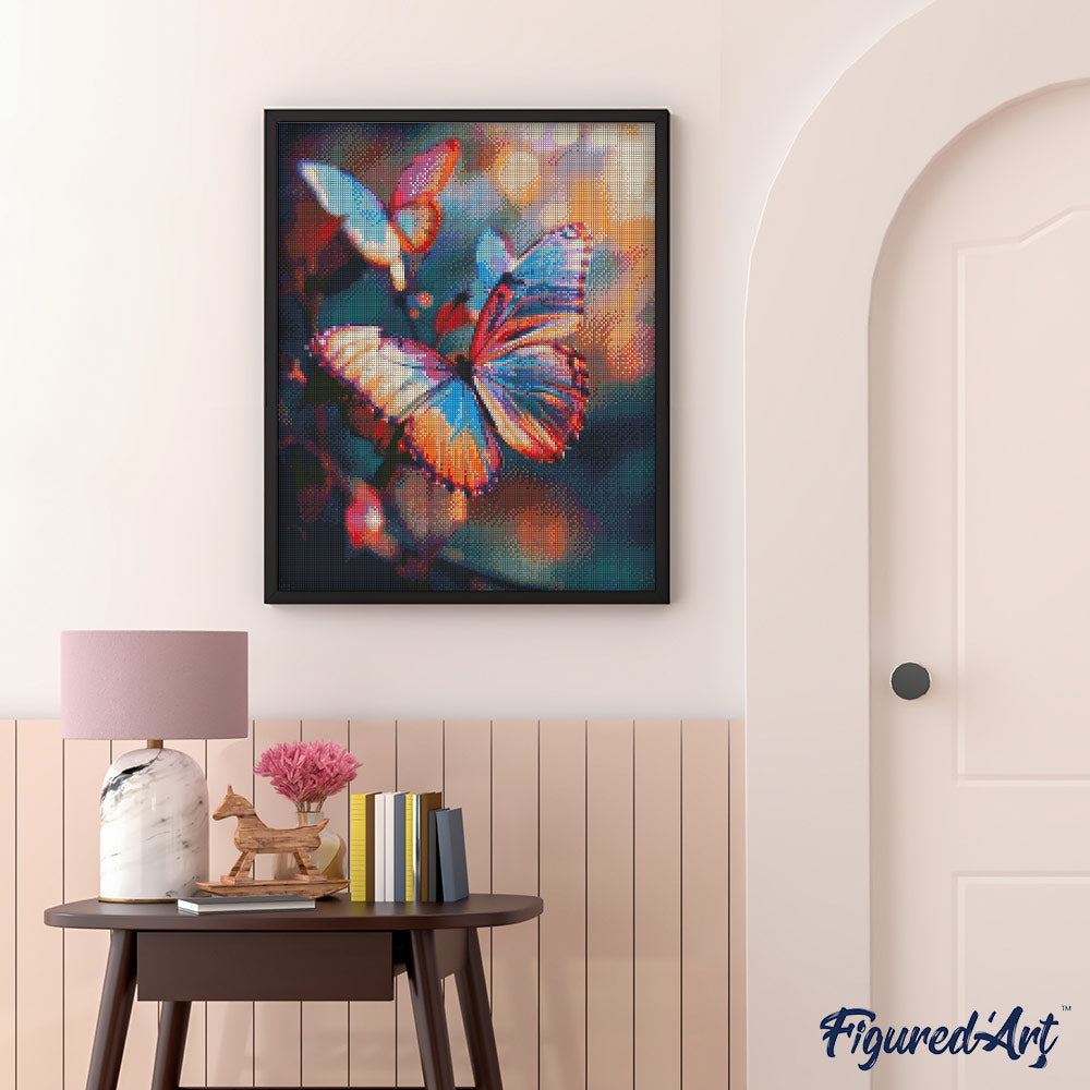 Diamond Painting 40x50 gerollte Leinwand Figured’Art Lebhafte Schmetterlinge - Kidis Art