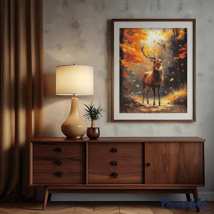 Diamond Painting 40x50 gerollte Leinwand Figured’Art Majestätischer Hirsch im Herbst - Kidis Art