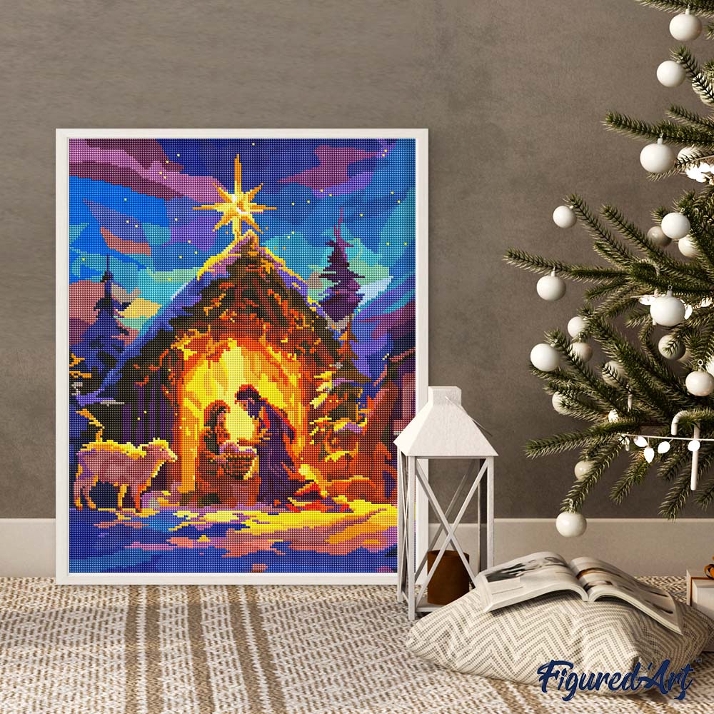 Diamond Painting 40x50 auf Keilrahmen gespannt Figured’Art Stille Nacht - Kidis Art