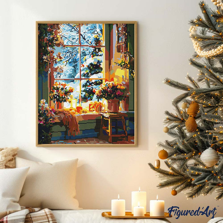 Diamond Painting 40x50 auf Keilrahmen gespannt Figured’Art Romantischer Winter - Kidis Art