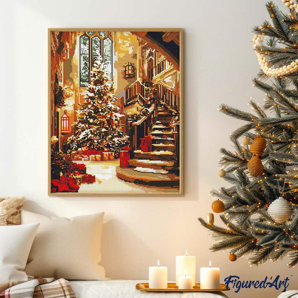 Diamond Painting 40x50 gerollte Leinwand Figured’Art Große Weihnachtshalle - Kidis Art