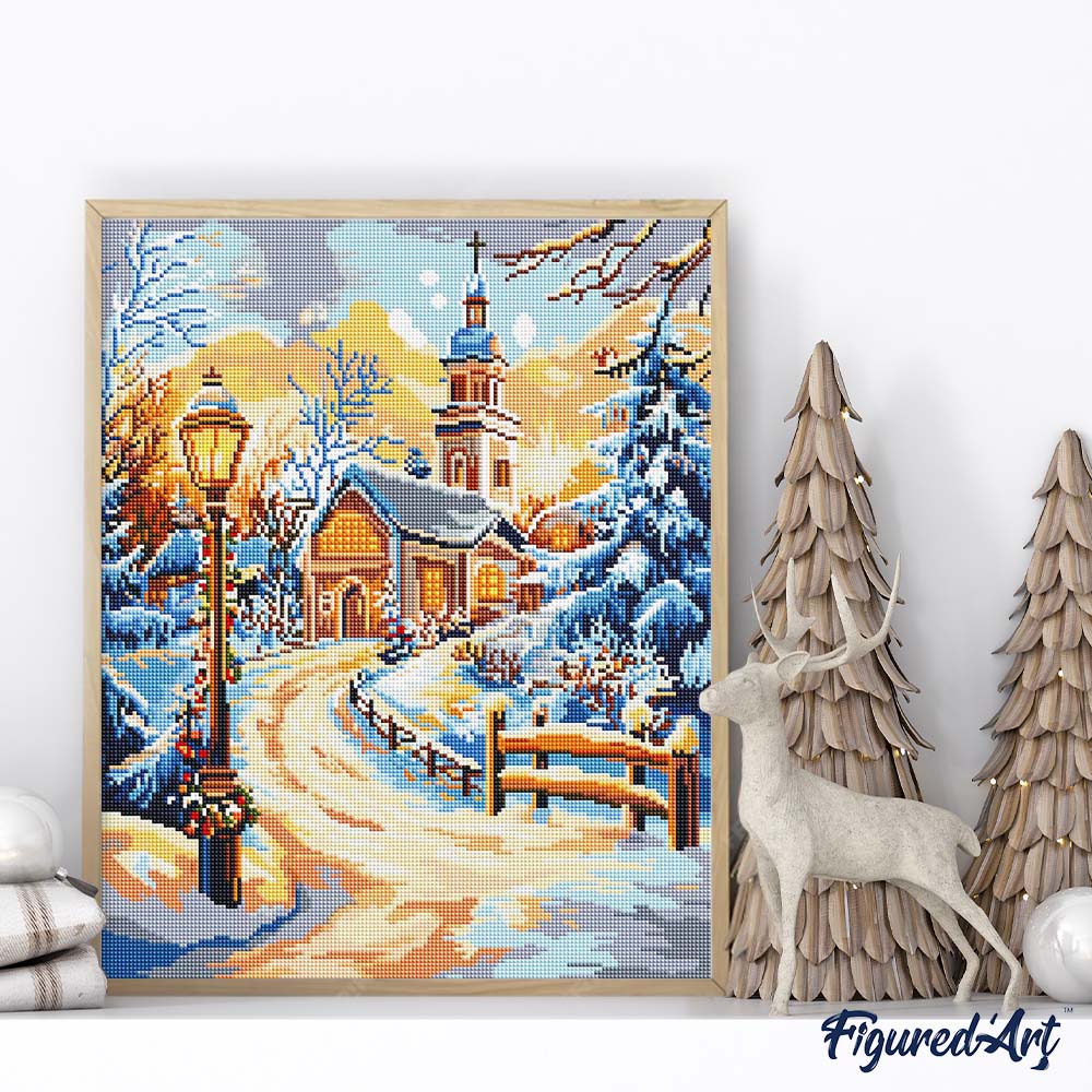 Diamond Painting 40x50 auf Keilrahmen gespannt Figured’Art Weg zur Kapelle - Kidis Art