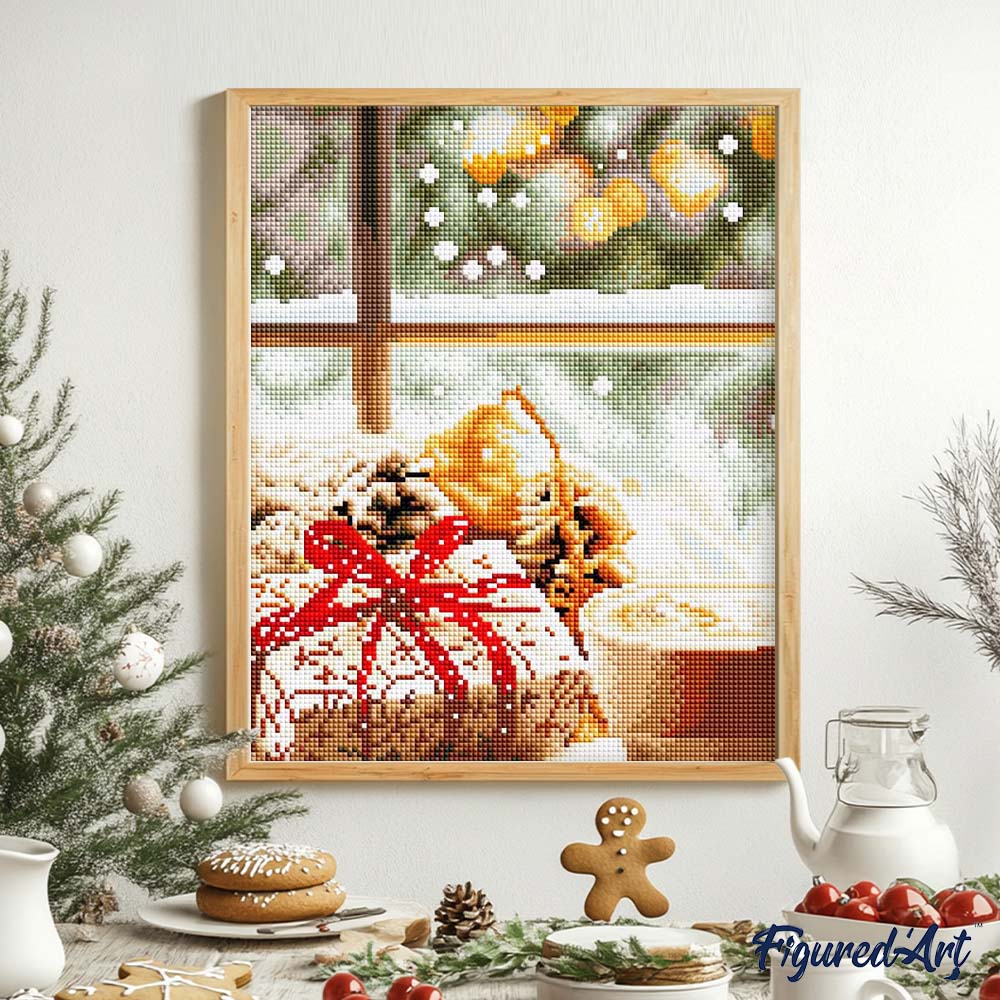Diamond Painting 40x50 auf Keilrahmen gespannt Figured’Art Weihnachtskaffeepause - Kidis Art
