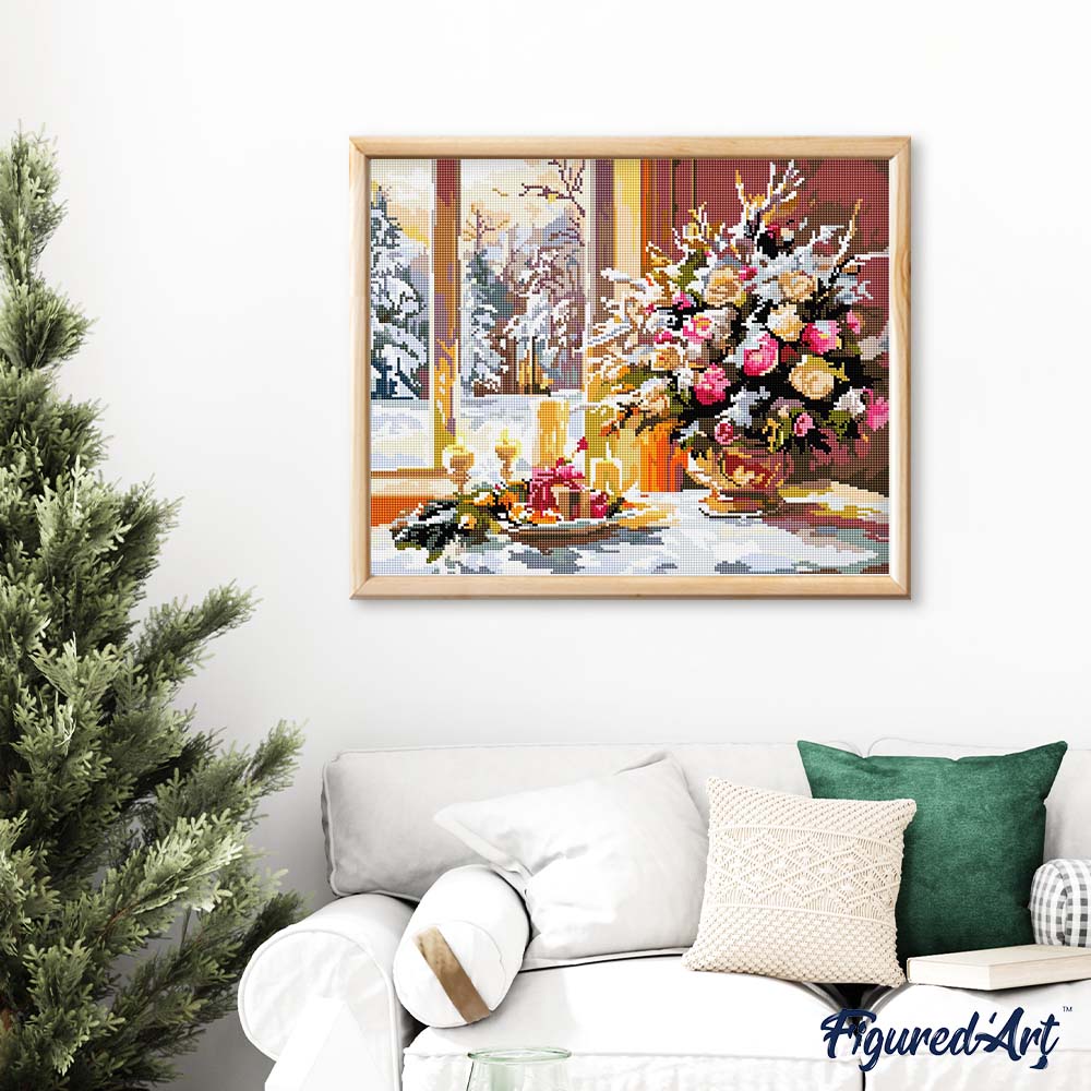 Diamond Painting 40x50 gerollte Leinwand Figured’Art Romantische Weihnachtsnacht - Kidis Art