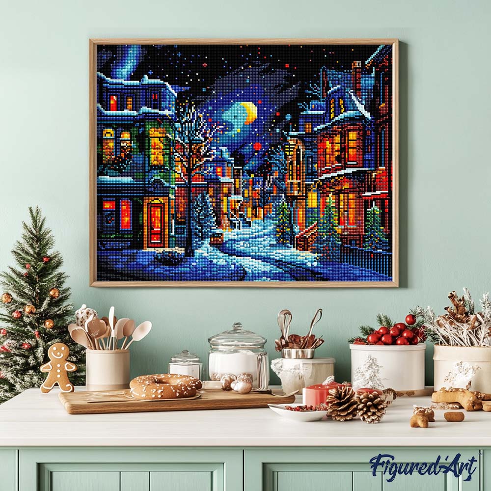 Diamond Painting 40x50 gerollte Leinwand Figured’Art Winterhalbmond - Kidis Art
