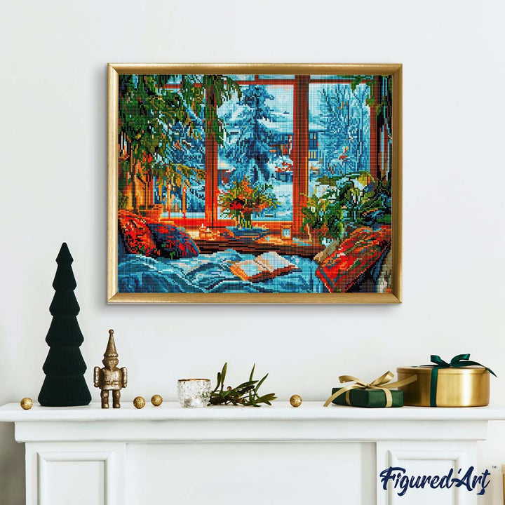 Diamond Painting 40x50 gerollte Leinwand Figured’Art Gemütlicher Winterabend - Kidis Art