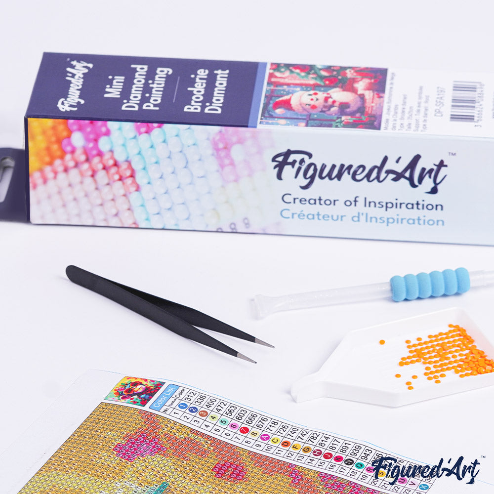 Mini Diamond Painting 25 x 25 cm ohne Keilrahmen Fantasie Affe mit Blumen - Kidis Art