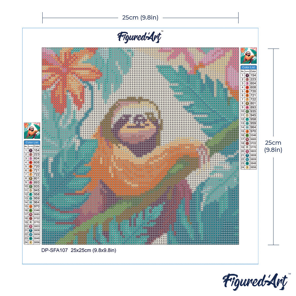 Mini Diamond Painting 25 x 25 cm ohne Keilrahmen Tropisches Faultier - Kidis Art